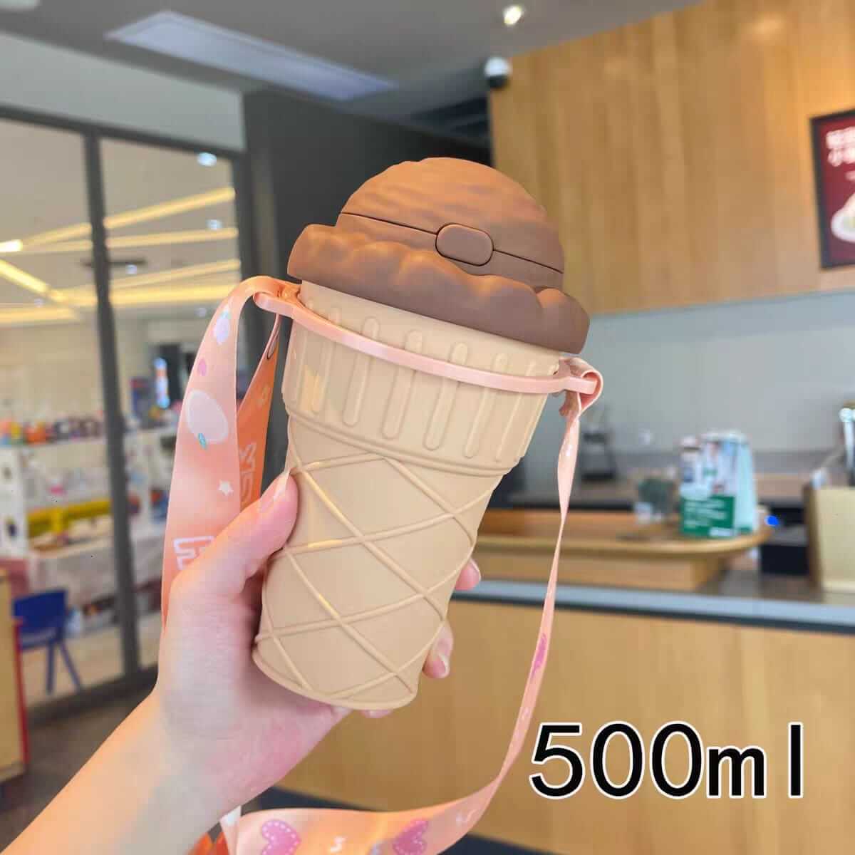 Ice Cream Shape Drinking Water Bottles For Kids - 500ml - BPA Free Plastic
