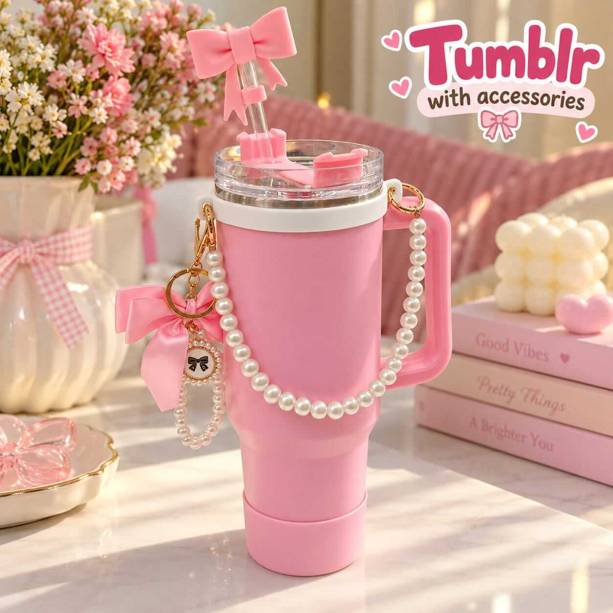 40 OZ Stainless Steel Tumblers with Accessories | Hot & Cold | Complete Set