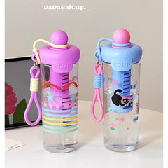 Cute Water Bottles – 700ml Leakproof Straw Bottle with Carry Strap