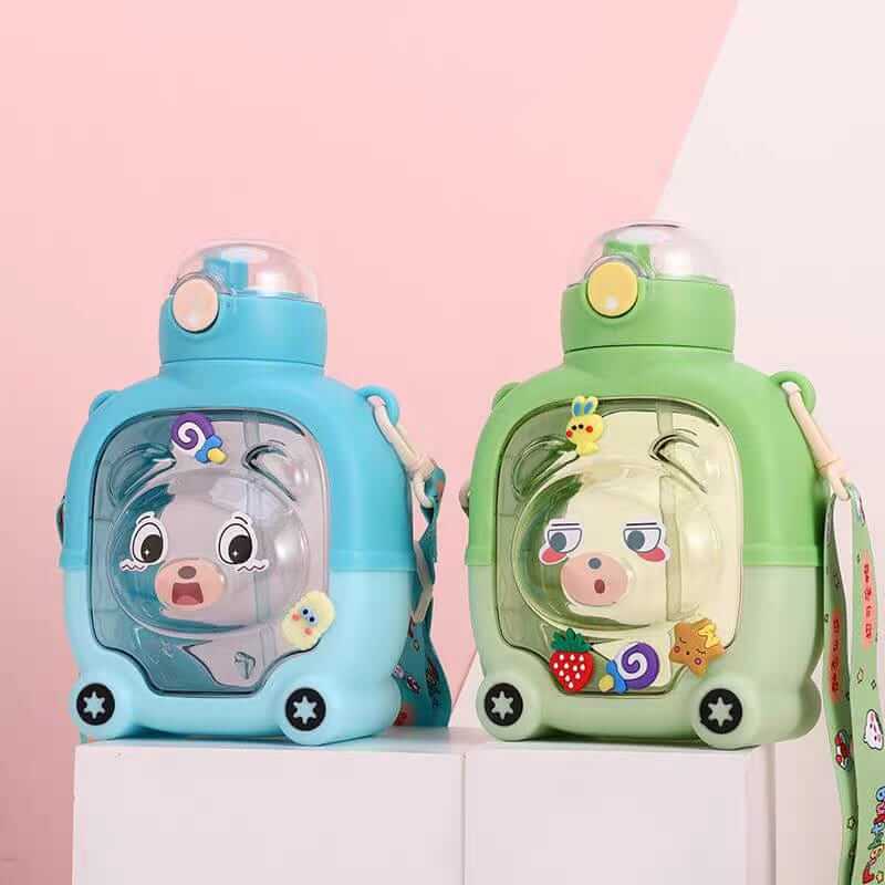 Cute Dual Drinking Water Bottles For Kids , 1000 ml , BPA Free Plastic
