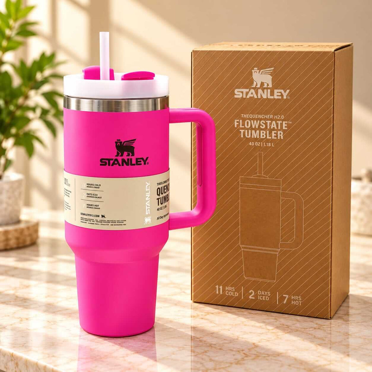Stanley Premium Stainless Steel Tumbler with Handle & Straw – 40 Oz / 1200 ml