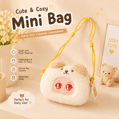 Cute Plush Mini Crossbody Kids Bag ( Size 6 × 5 Inch ) Soft Cartoon Coin Pouch