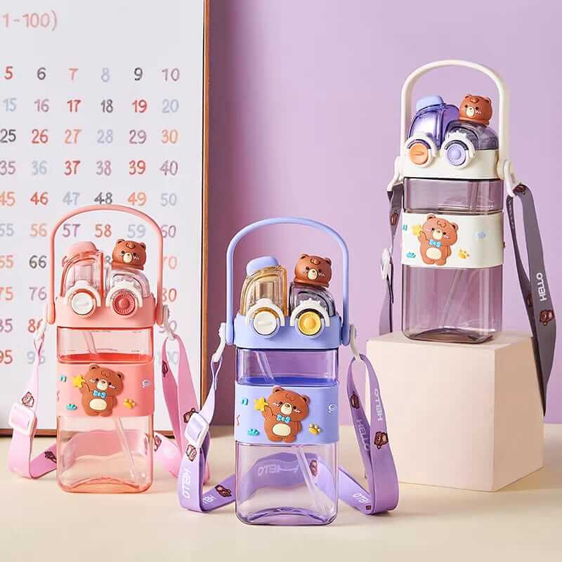 Cutest Bear Kids Dual Drinking Water Bottles | BPA Free |  580 ml