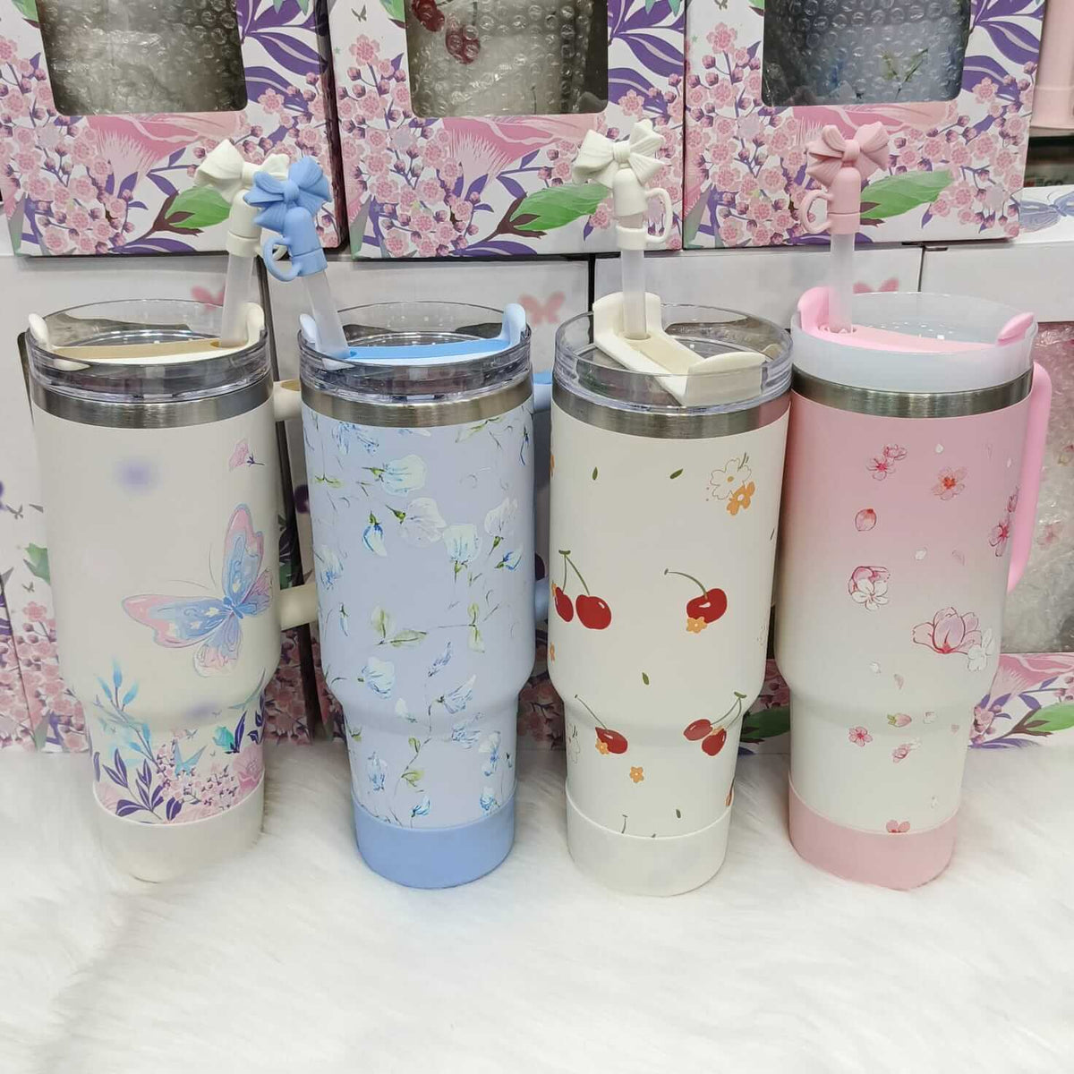 Stylish Tumblers with Bow Stopper & Silicone Boots Gift Box - 40 Oz / 1200 ml