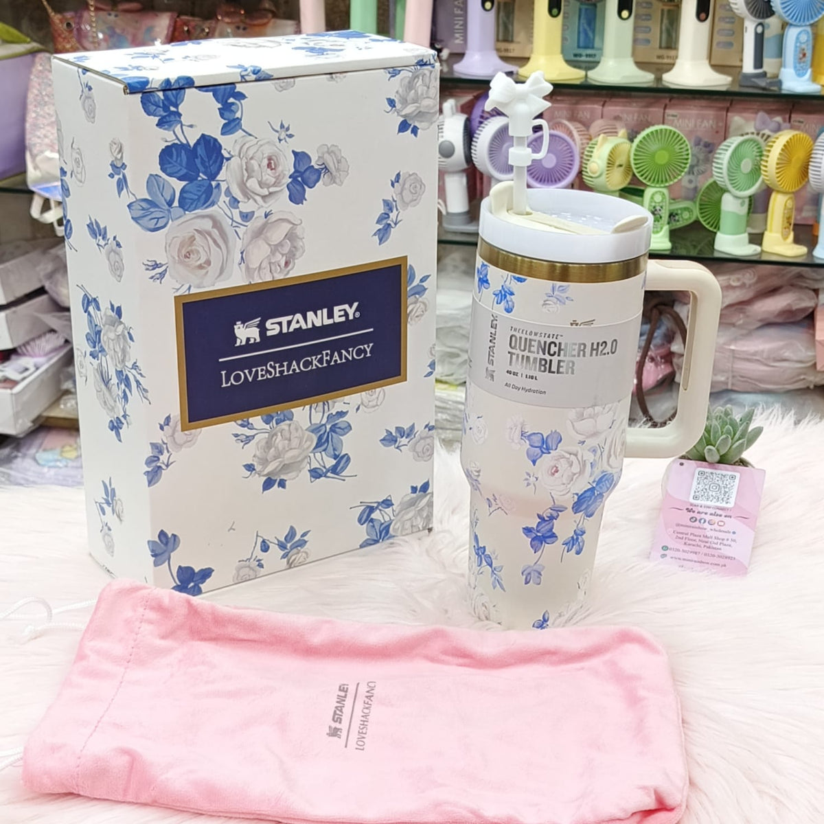 Original Stanley x LoveShackFancy Floral Stainless Steel Tumbler Gift Set – Premium Gift Box | Tumbler Bag | Bow Stopper