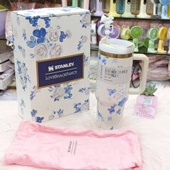 Original Stanley x LoveShackFancy Floral Stainless Steel Tumbler Gift Set – Premium Gift Box | Tumbler Bag | Bow Stopper