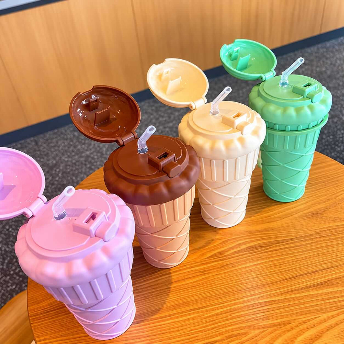 Ice Cream Shape Drinking Water Bottles For Kids - 500ml - BPA Free Plastic