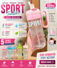 Sports Stylish Plastic Tumblers 🍓 BPA Free | Dual Drinking Function