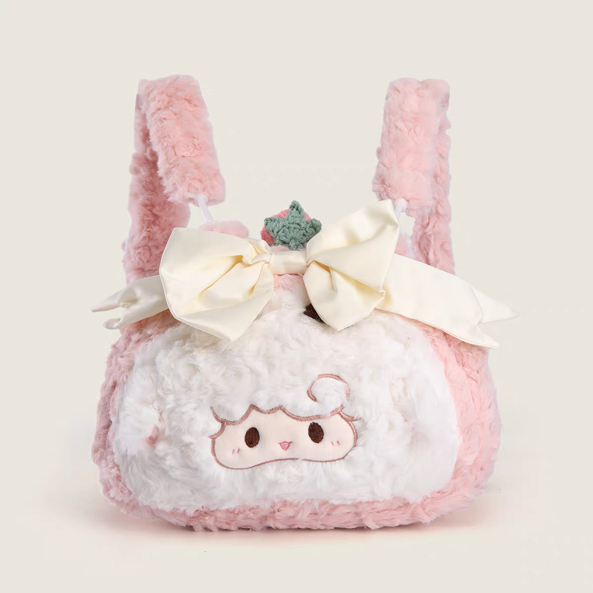 Kawaii Plush Doll Girls Backpack – Soft Fluffy Cute Travel Bags 💞 Size 10 × 7 inch