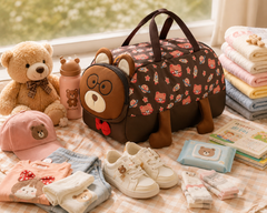 Cute Bear Parachute Kids Travel Duffle Bag – Lightweight Weekend & Picnic Travel Bag - Size