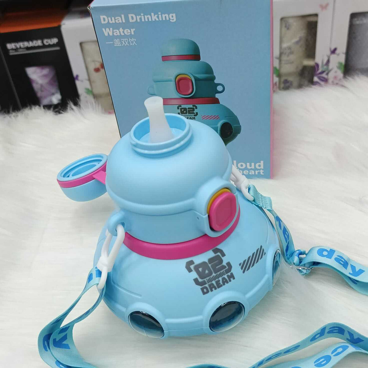 Cute Spaceship Kids Water Bottles - Dual Drinking - 760 ml - BPA Free Plastic