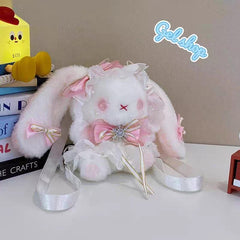 Fancy Plush Rabbit Small Size Girls Backpacks • Size 7 × 6 Inch