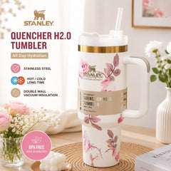 40 Oz Stanley Floral Stainless Steel Vacuum Insulated Tumbler with Handle & Straw