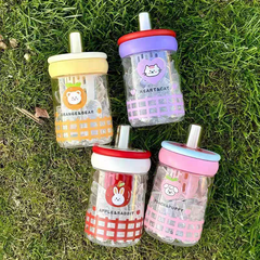 Kawaii Cute Sippers Bottles with holder - 600 ml BPA Free Plastic - Unbreakable