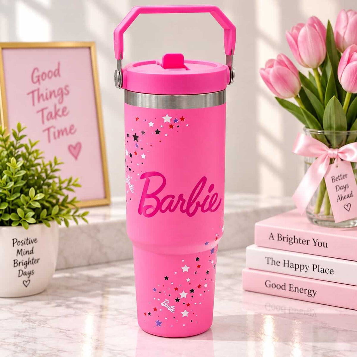 Stainless Steel Handle Tumblers For Girls - 30 Oz / 890 ml - Hot | Cold