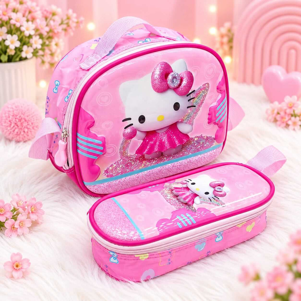 Girls Hard Shell Thermal Insulated Lunch Bag With Pecil Storage Case