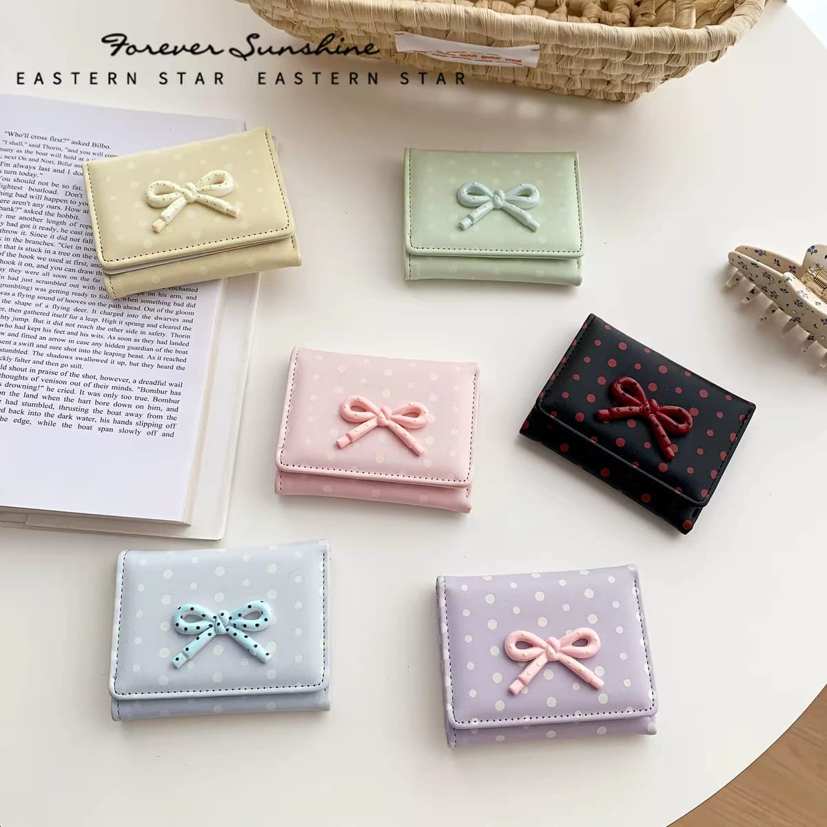 New Bow Cute Mini Card Holder Girls Wallets ( Size 4.5 × 3.5 Inch )