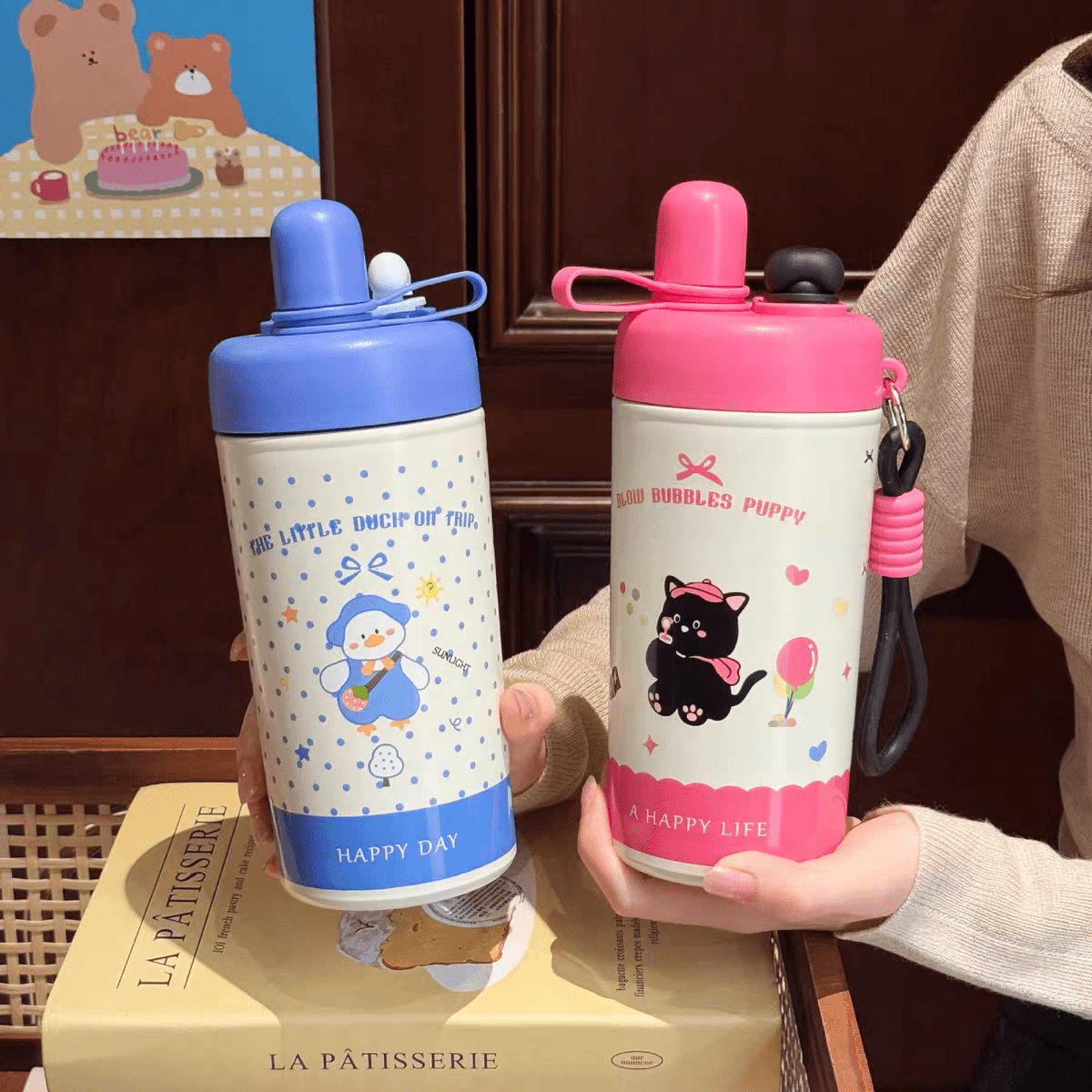 Cute Stainles Steel Kids Flask Water Bottles | Sus 316 | 480 ml | Dual Drinking