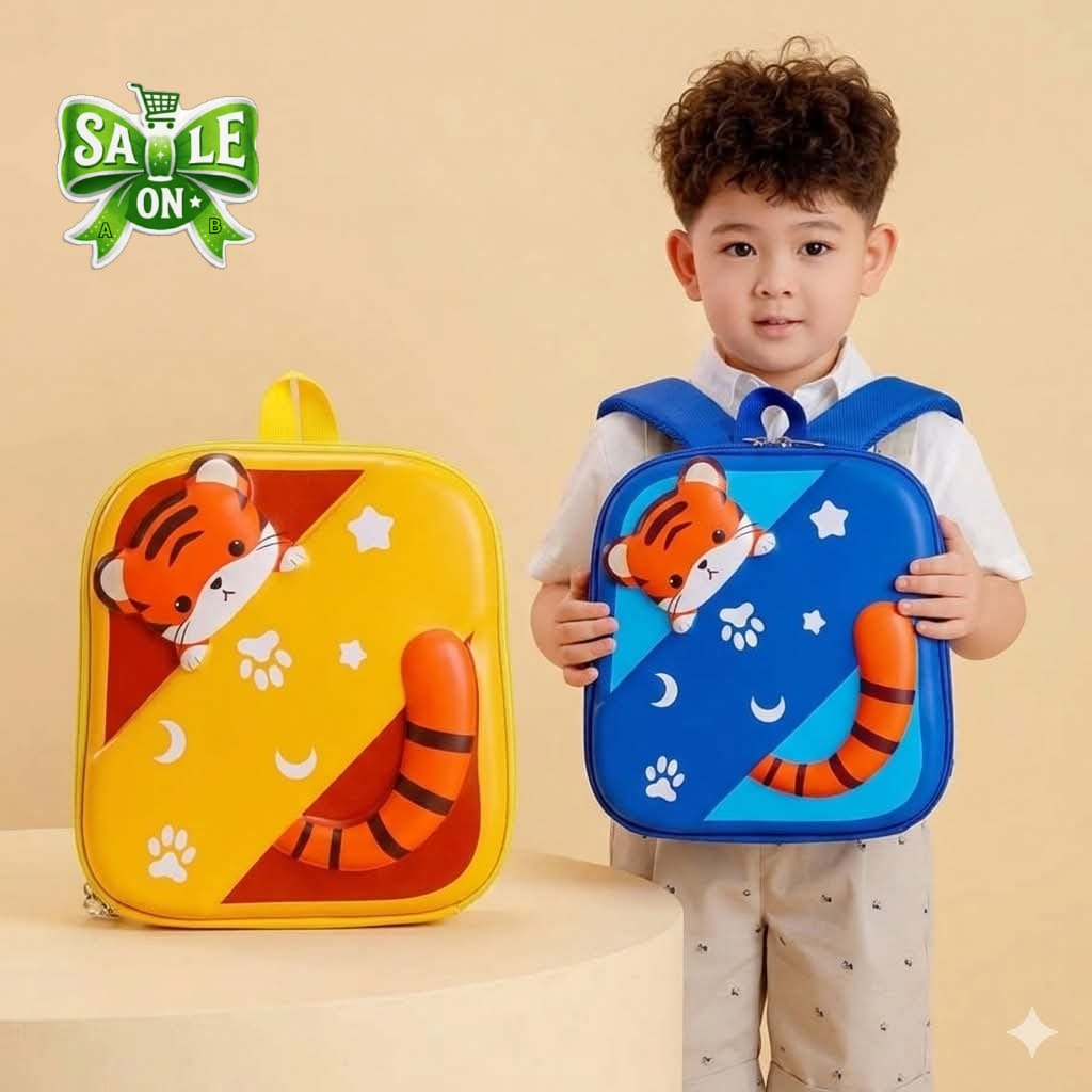 3D Fiber Hardshell Tiger Kids Mini Size Backpacks - Size 13 × 10 Inch
