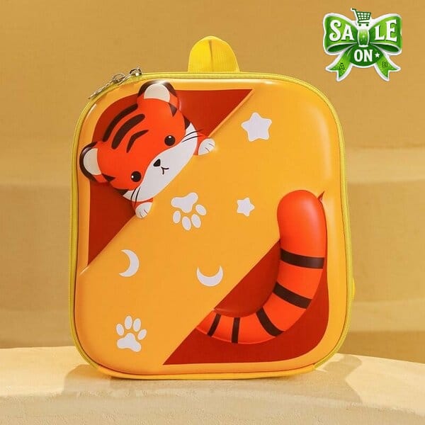 3D Fiber Hardshell Tiger Kids Mini Size Backpacks - Size 13 × 10 Inch