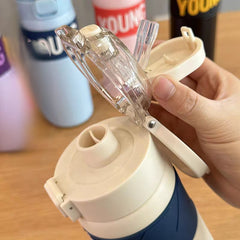 Young Premium SUS 304 Stainless Steel Thermal Water Bottle – 650ml | Dual Drinking Lid | Hot & Cold Insulated