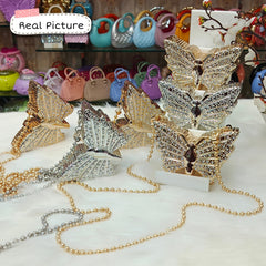 🦋 Glam Butterfly Mini Metal Clutch Bag – With Inside Mirror🦋