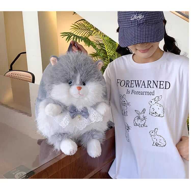 New Plush Fluffy Cat Backpacks for Girls | Cute Soft Furry Cat Bag