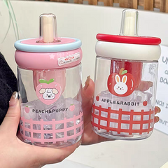 Kawaii Cute Sippers Bottles with holder - 600 ml BPA Free Plastic - Unbreakable