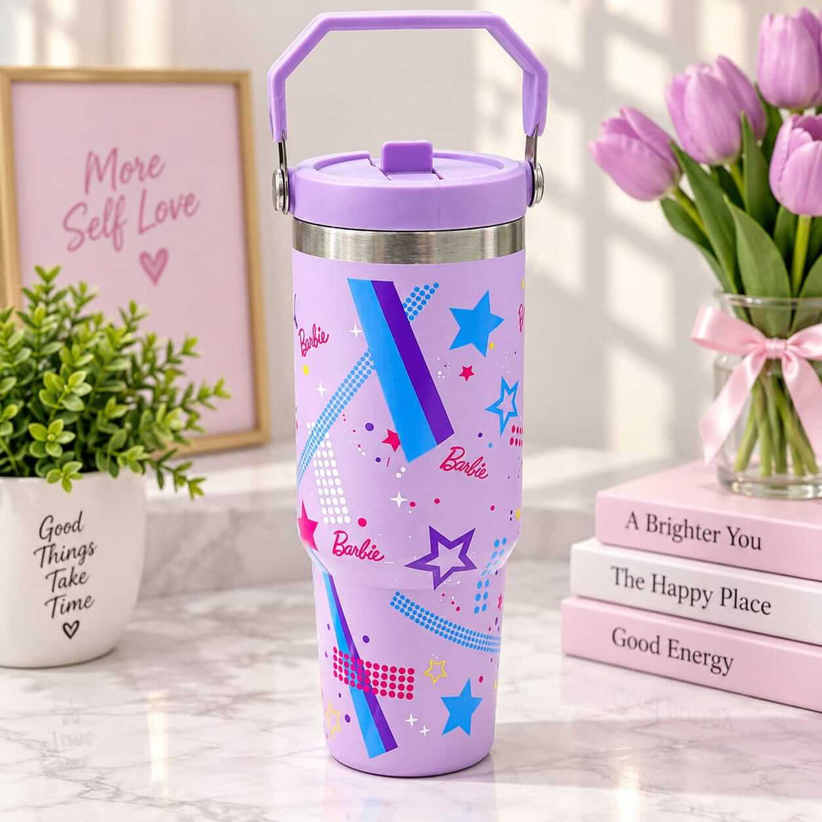 Stainless Steel Handle Tumblers For Girls - 30 Oz / 890 ml - Hot | Cold