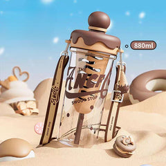 Sweet Cone Ice Cream Bottle – 880ml Leak-Proof Kids Tumbler with Strap