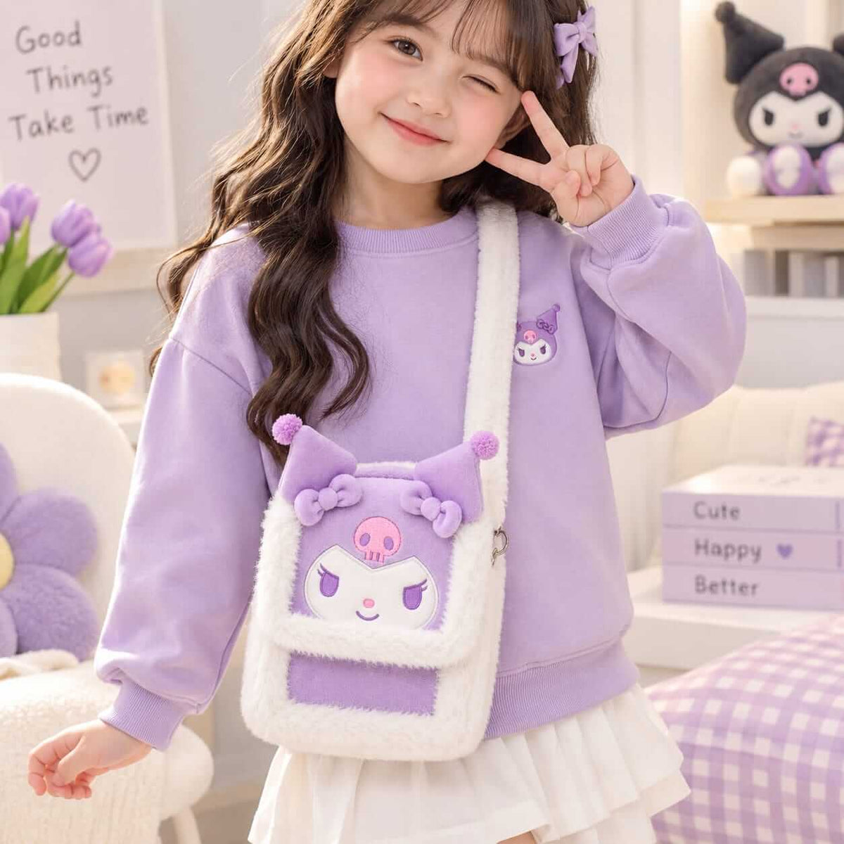 New Sanrio Plush Cute Crossbody Bags ( Size 8 × 6 Inch )