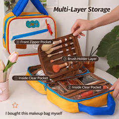 Parachute Water Proof Multi-Layer Travel Makeup Organizer – Portable Cosmetic Storage Bag