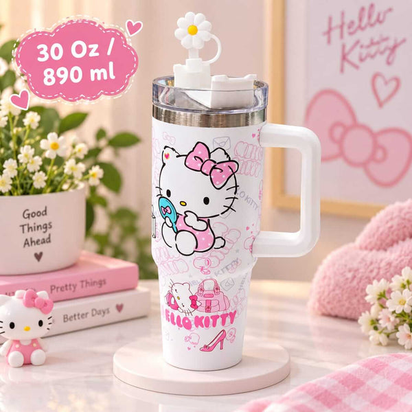 Hello Kitty Stainless Steel Girls Tumblers with Straw Stopper - 30 Oz / 890 ml