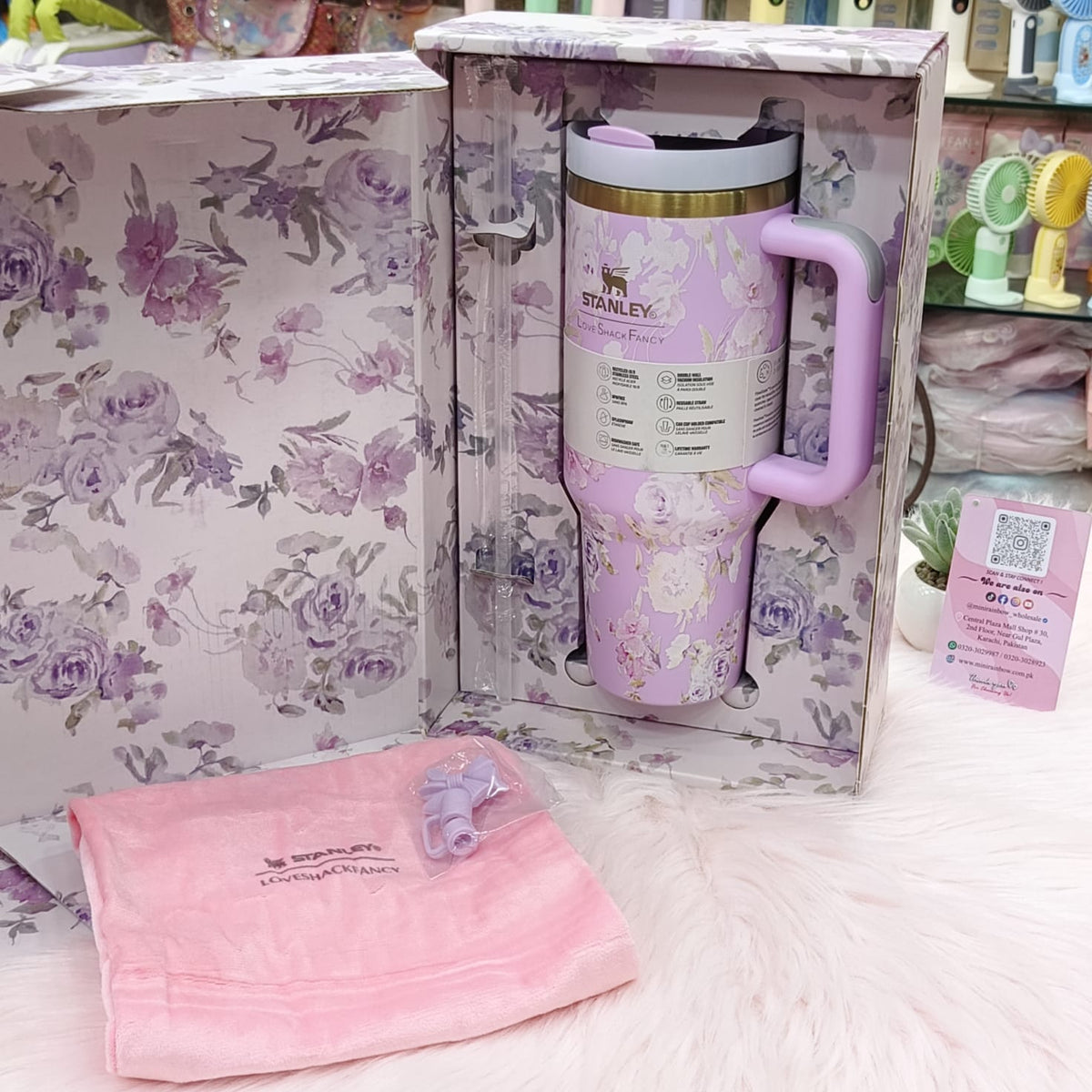 Original Stanley x LoveShackFancy Floral Stainless Steel Tumbler Gift Set – Premium Gift Box | Tumbler Bag | Bow Stopper