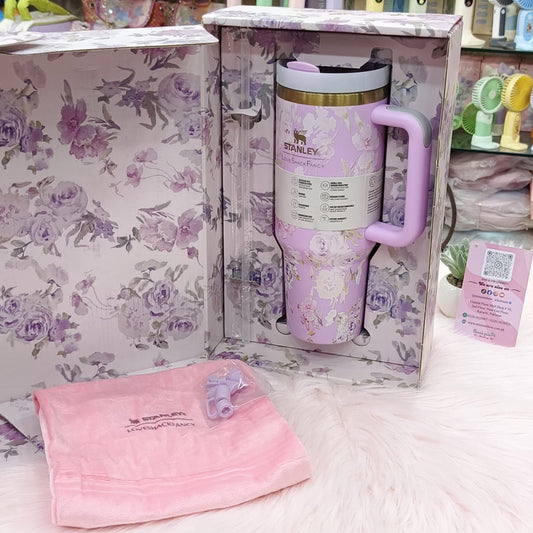 Original Stanley x LoveShackFancy Floral Stainless Steel Tumbler Gift Set – Premium Gift Box | Tumbler Bag | Bow Stopper