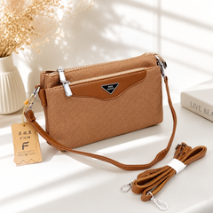 Premium Soft Leather Women's Long Crossbody Bags | 2 Zips Pocket | Size 10 × 6 Inches