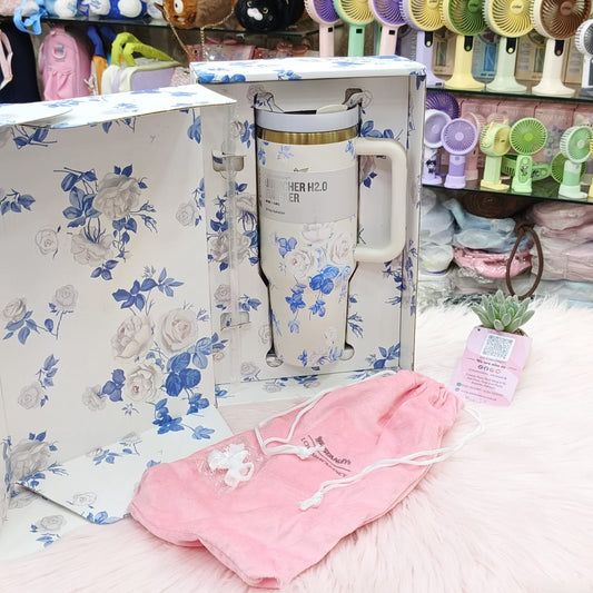 Original Stanley x LoveShackFancy Floral Stainless Steel Tumbler Gift Set – Premium Gift Box | Tumbler Bag | Bow Stopper