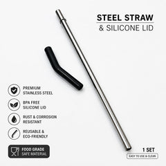 Premium Stainless Steel Straw with Food-Grade Silicone Lid