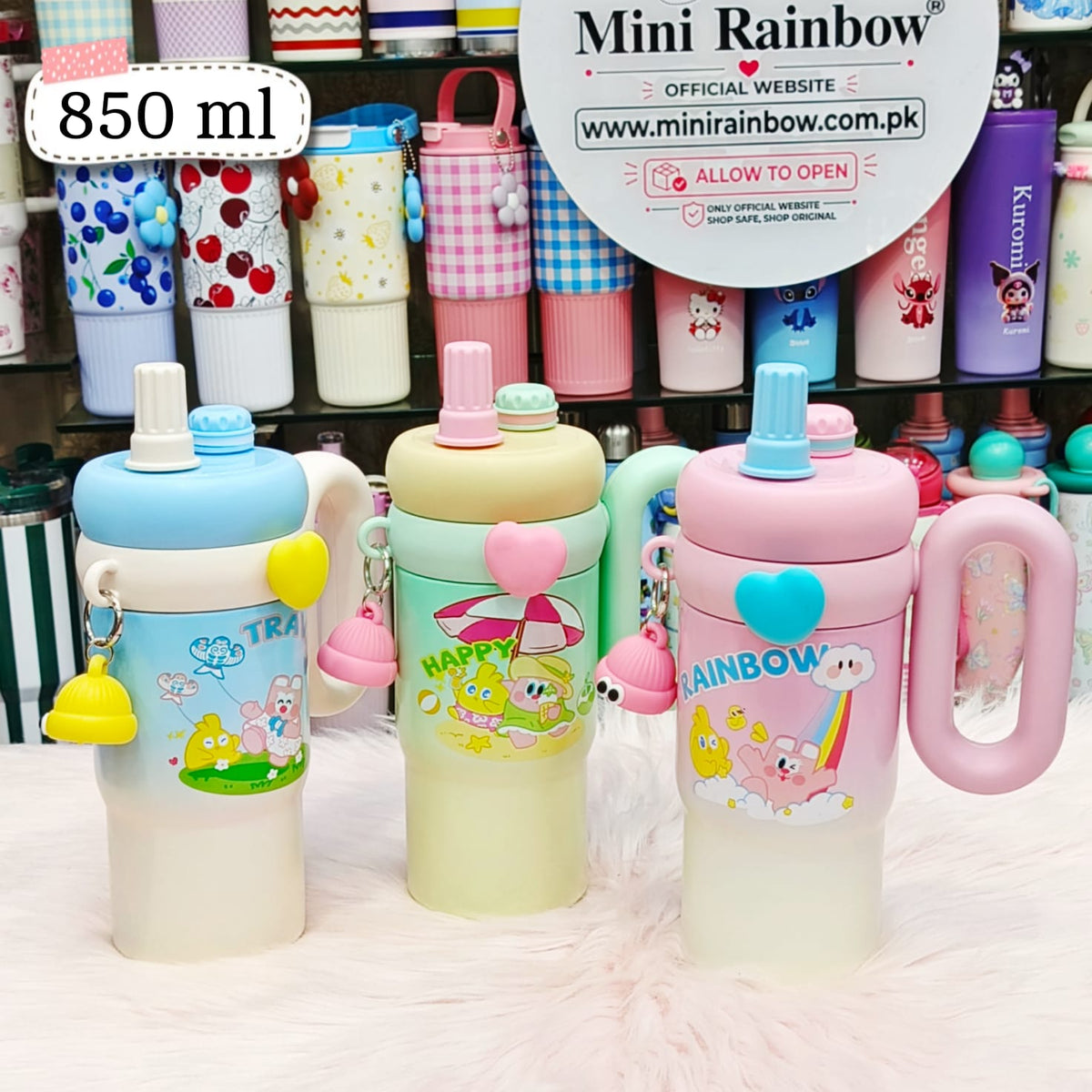 Mini Rainbow® Stainless Steel Cute Tumblers with Keychain | 850 ML | Hot & Cold 🔥❄