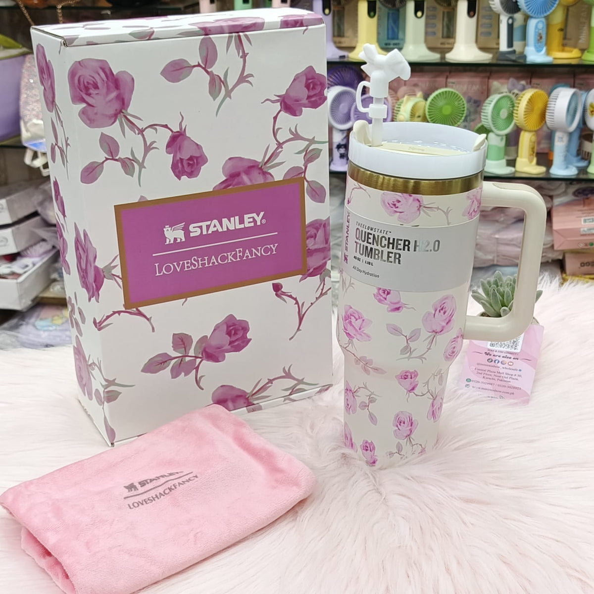 Original Stanley x LoveShackFancy Floral Stainless Steel Tumbler Gift Set – Premium Gift Box | Tumbler Bag | Bow Stopper