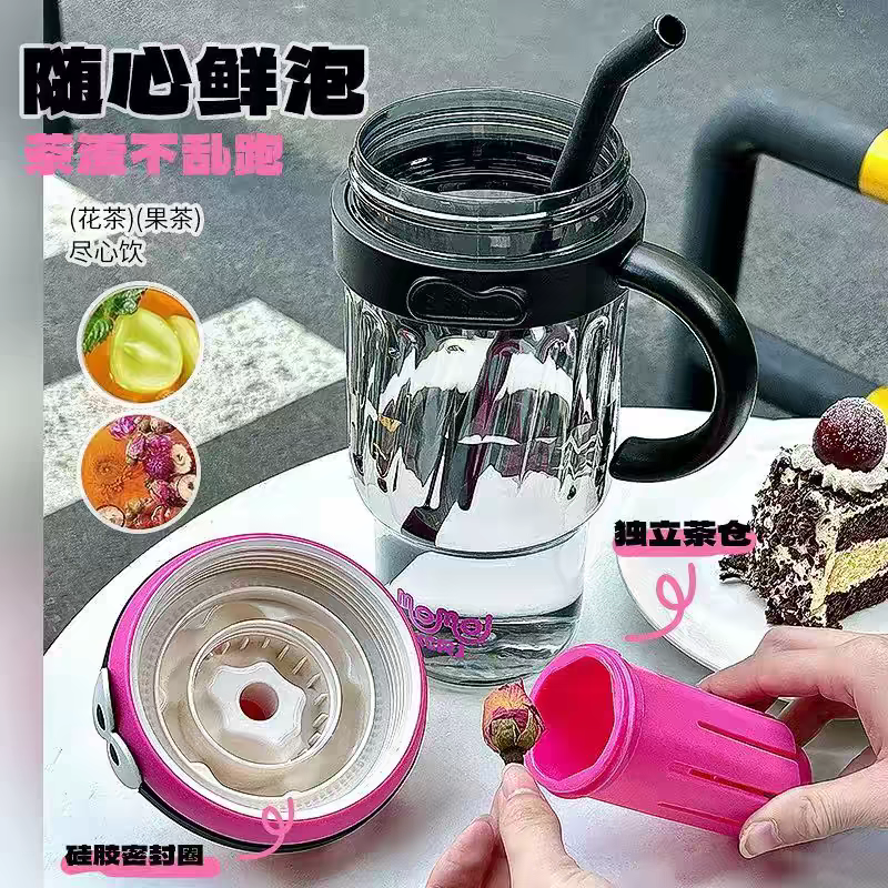 New Large 1280ml BPA-Free Cute Tumbler with Straw & Handle