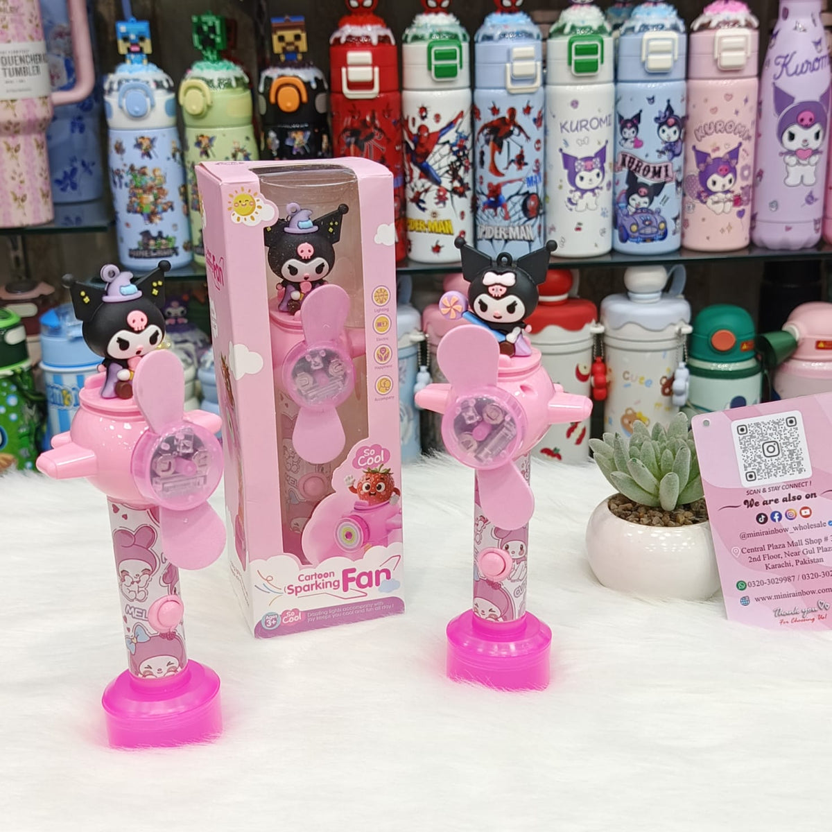 Kuromi Led Light Mini Hand Fans For Girls 😻 Cell Operated 🪫 With Box