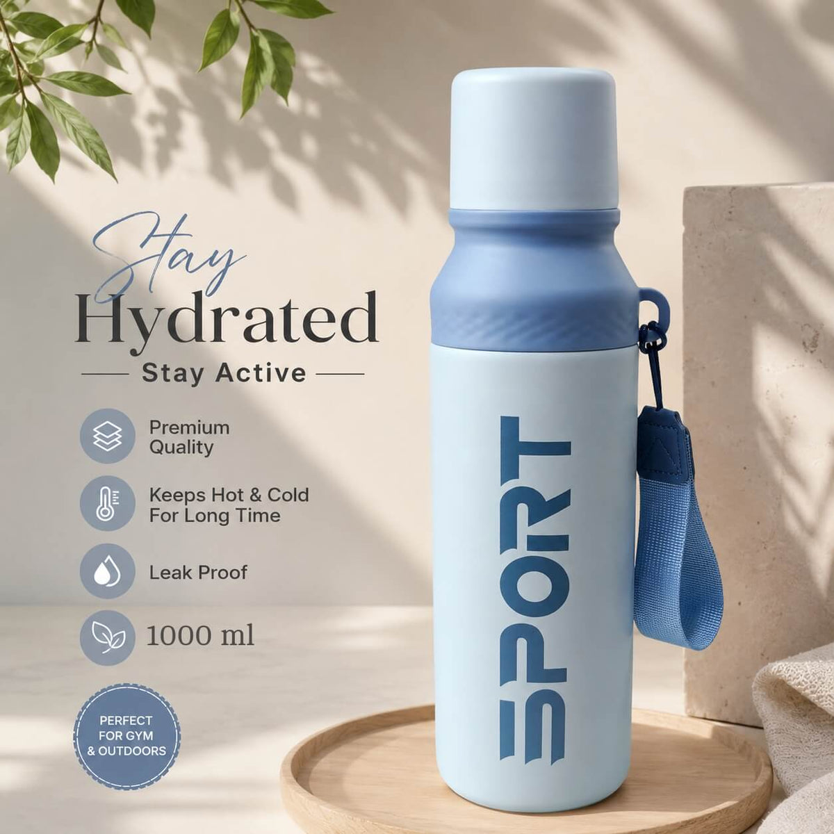SPORT Premium Vacuum Flask – 1000ml Stainless Steel Insulated Bottle