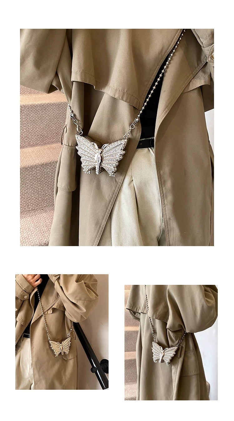 🦋 Glam Butterfly Mini Metal Clutch Bag – With Inside Mirror🦋