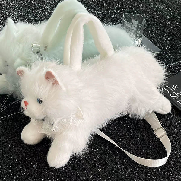 New Plushy Cat Handbags With Meow Sound 🔊 Zipper Pocket & Long Strap