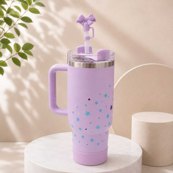 New Stainless Steel 40 Oz / 1200 ML Tumbler with Bow Stopper & Silicone Base - Sus 304 - Hot / Cold