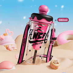 Sweet Cone Ice Cream Bottle – 880ml Leak-Proof Kids Tumbler with Strap