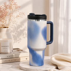 Premium Stainless Steel Tumbler with Handle & Straw – 40 Oz / 1200 ml Capacity