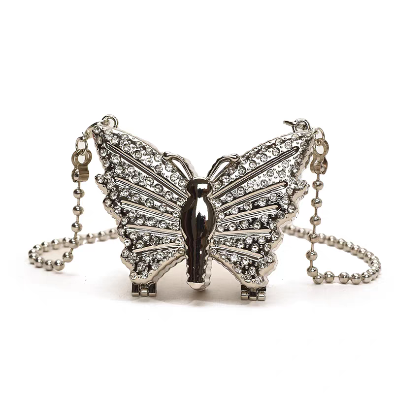 🦋 Glam Butterfly Mini Metal Clutch Bag – With Inside Mirror🦋