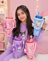 Original Sanrio Stainless Steel Insulated Tumbler with Handle, Straw, Keychain & Stopper | 30 Oz / 890 ML | Hot & Cold